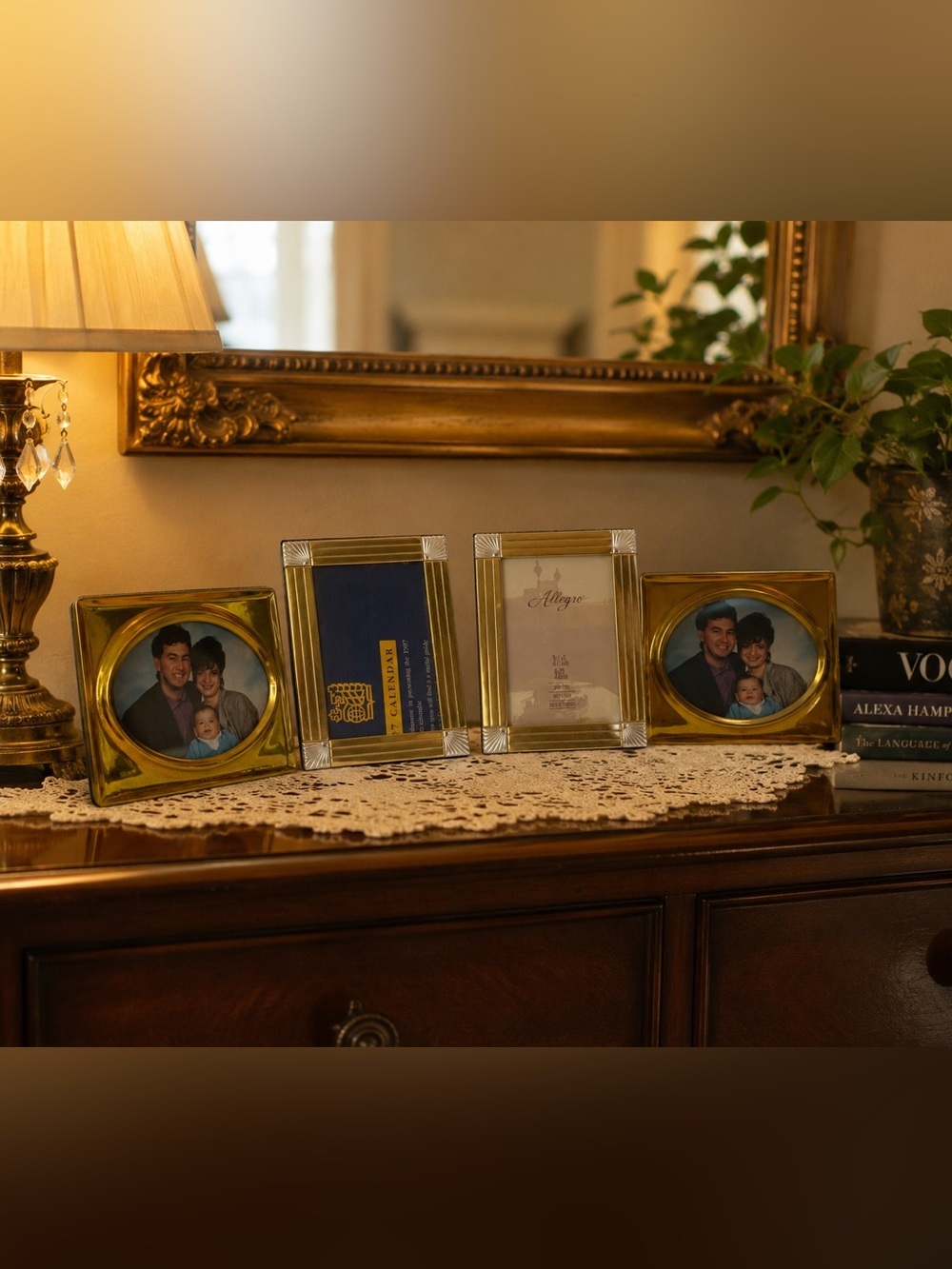 Set of 4 Vintage Brass & Gold Photo Frames – Hollywood Regency Deco